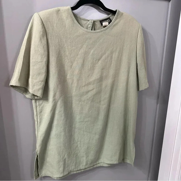 Vintage Casablanca Blouse Green Woven Material Size 14 - Picture 2 of 7